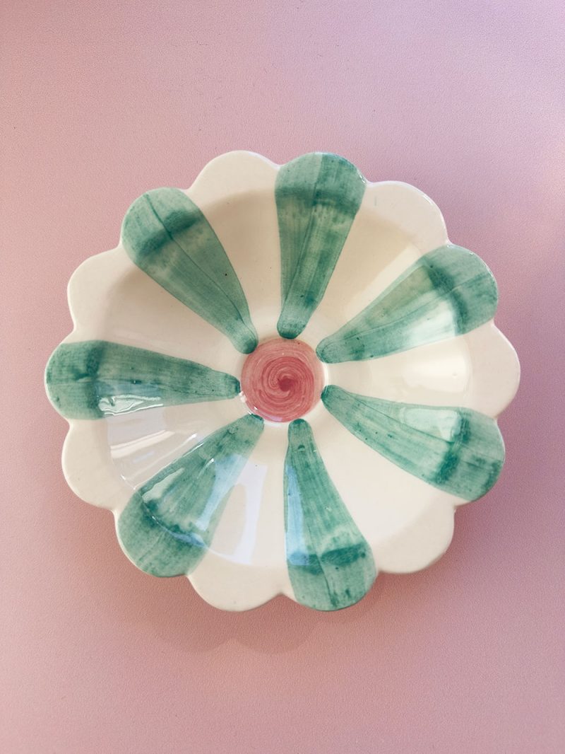 Coupelle artisanale en céramique fleurs - Modèle POP CERAM VERT