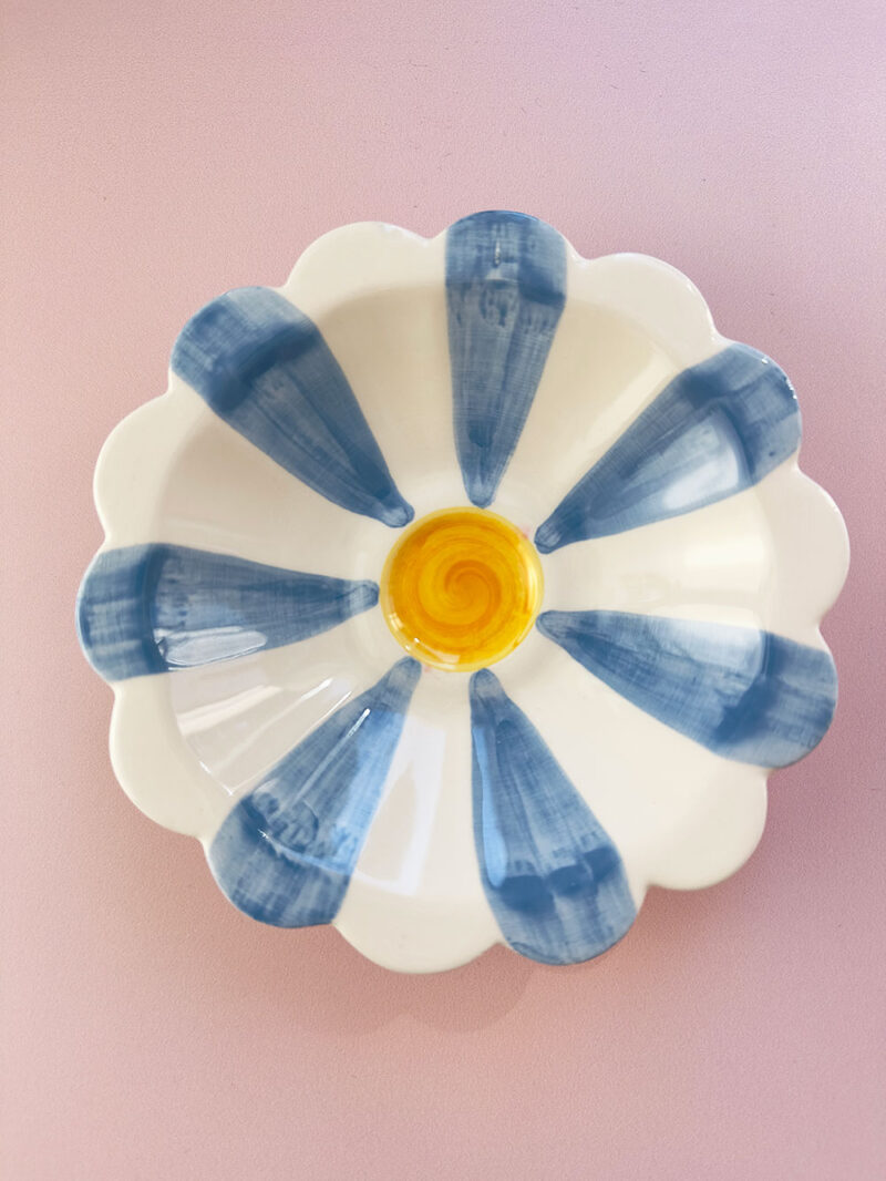 Coupelle artisanale en céramique fleurs - Modèle POP CERAM BLEU 