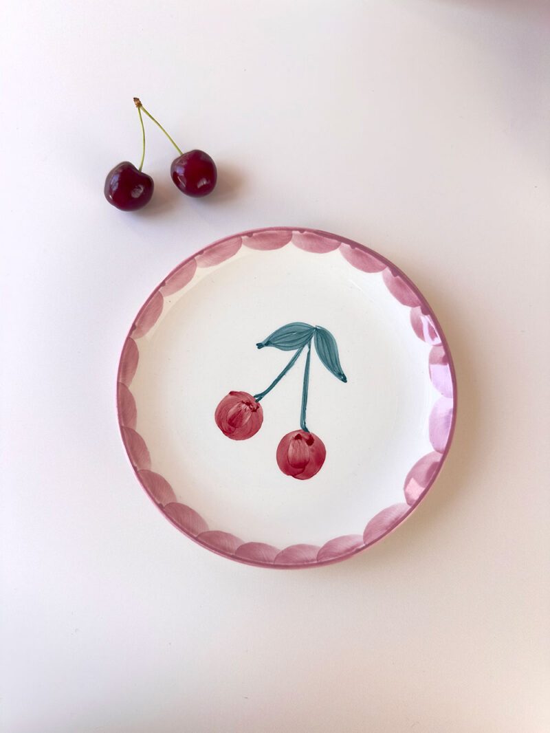 Assiette à dessert artisanale en céramique – Modèle CERISE