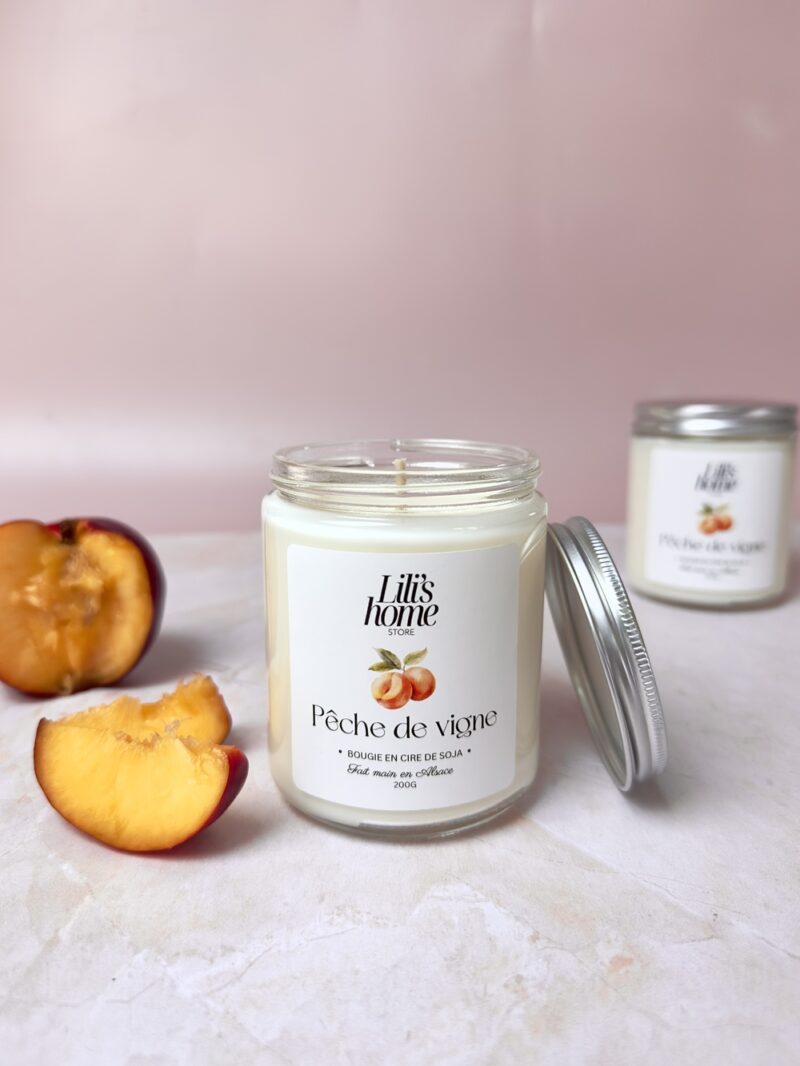 Bougie artisanale - Pêche de vigne