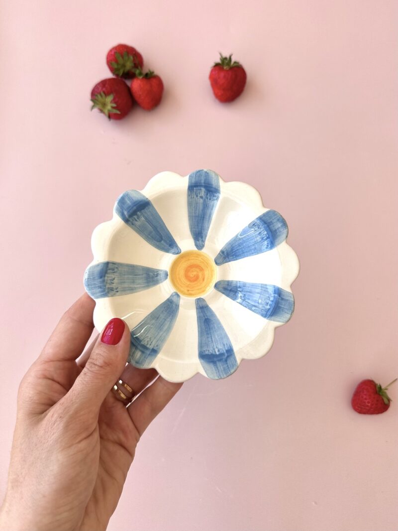 Coupelle artisanale en céramique fleurs - Modèle POP CERAM BLEU 