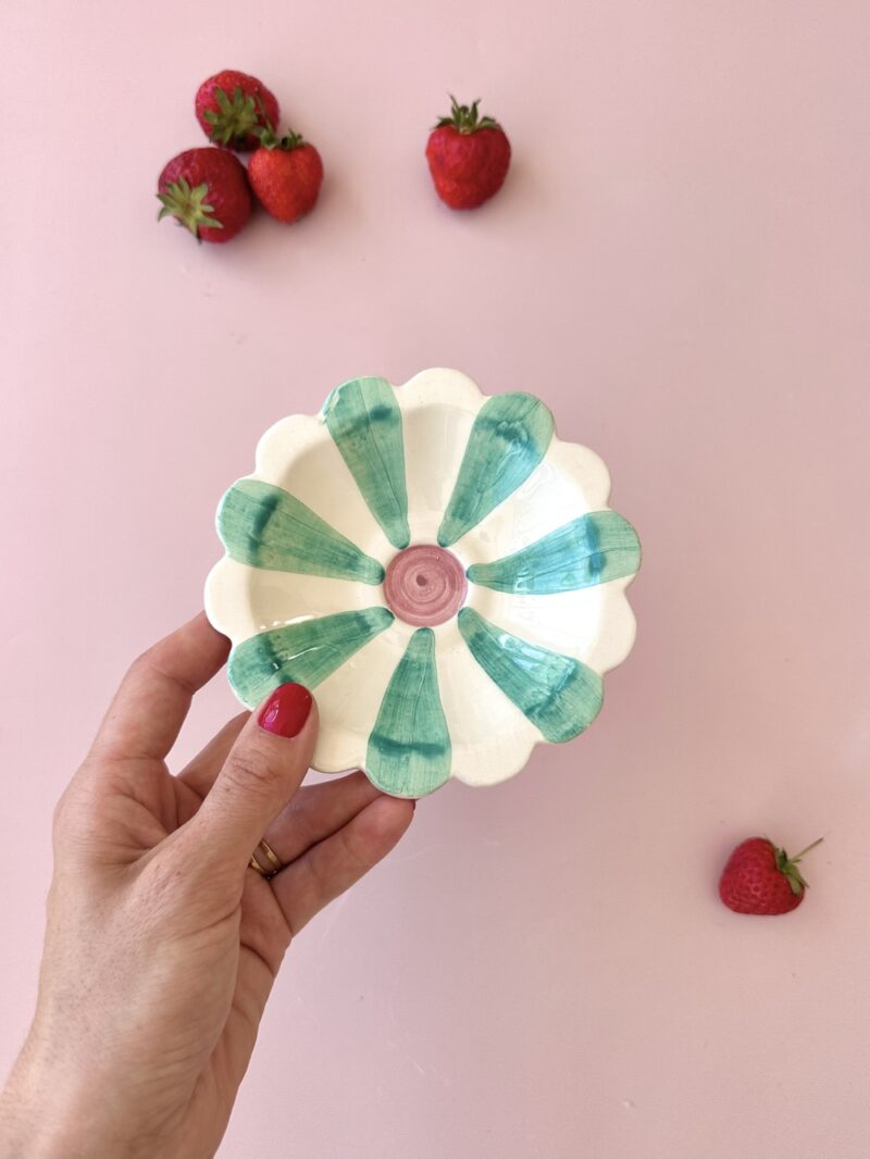 Coupelle artisanale en céramique fleurs - Modèle POP CERAM VERT