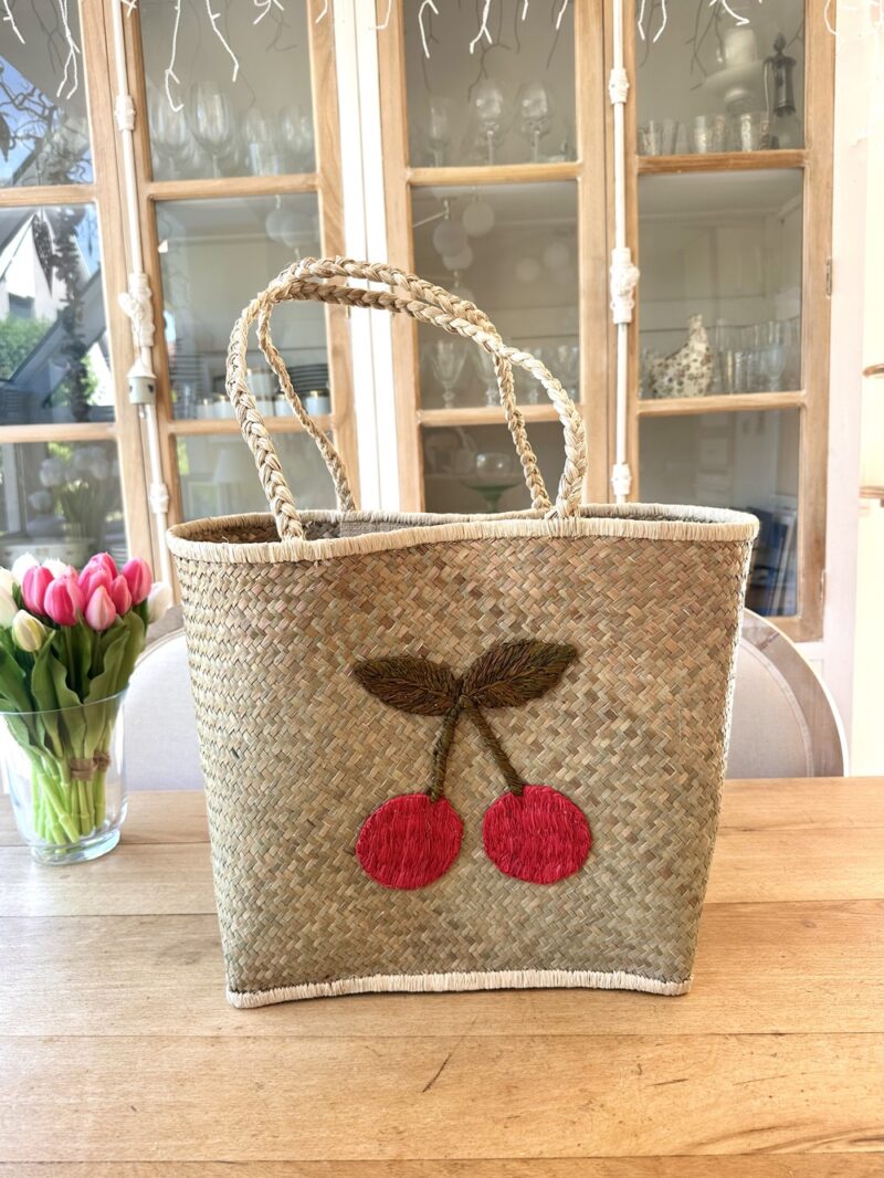 Panier en raphia tissé - Modèle CERISE D'ÉTÉ