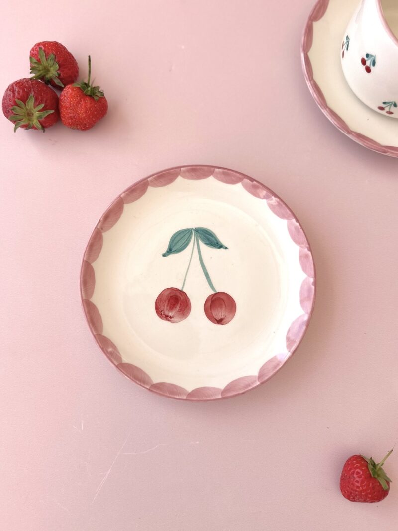 Assiette à dessert artisanale en céramique – Modèle CERISE